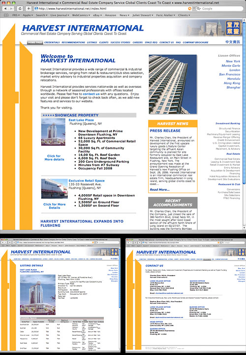 Landscape Design of Westchester - Aquascape pools. Sample pages of website designed by FRS.