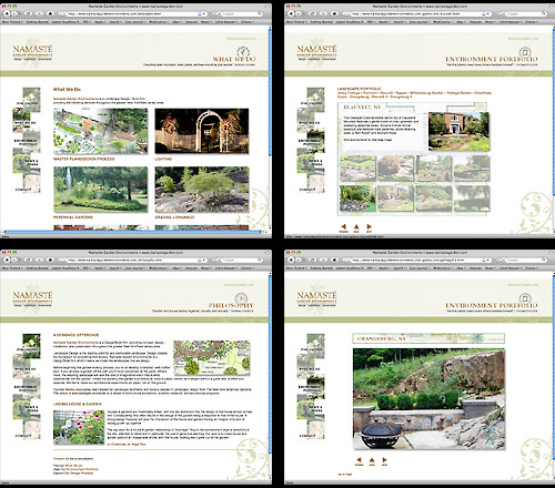 Namaste Garden Environments, 2009 page designs 2009